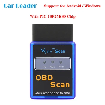 

Vgate ELM 327 V1.5 With PIC18F25K80 Chip Bluetooth OBD2 Car Scanner CAN-BUS works on Android Torque/PC OBDII Diagnostic Tool