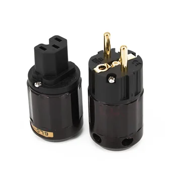 

2Pcs Set Gold Plated C-079 + P-079e Europe EU Power Plug IEC Audio Connector