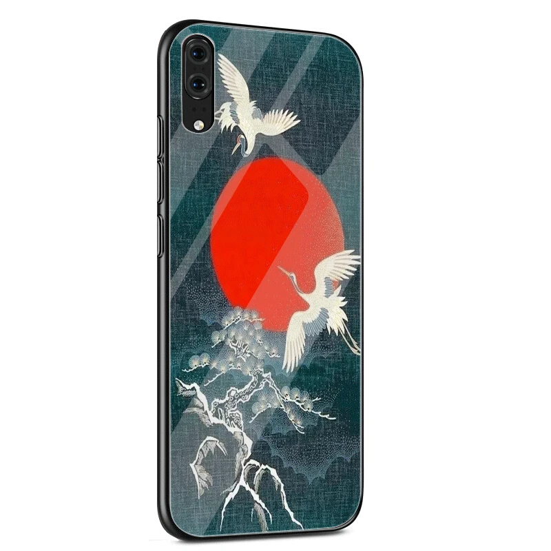 Стеклянный чехол для huawei P30 P20 P10 Y9 Y6 mate 20 Pro Lite P Smart Honor 7A 8X9 10, чехол для японского искусства