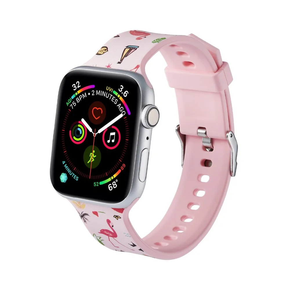Foloy окрашенный ремешок для Apple Watch 4 3 2 1 Мягкие силиконовые спортивные 38 мм 42 мм полосы резиновый ремешок для Iwatch серии 4 40 мм 44 мм