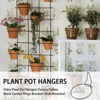 

Patio Easy Install Wall Mounted Fences Pallets Hanging Basket Backyard Plant Pot Hangers Garden Rings Brackets Practical Outdoor