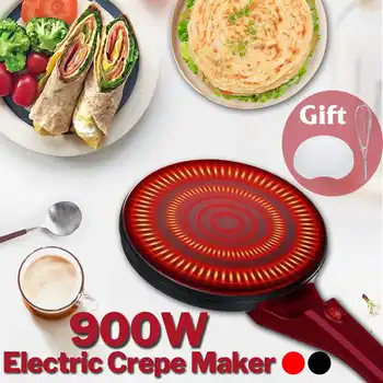 

900W Non-stick Electric Crepe Pizza Maker Pancake 220V Non-stick Griddle Baking Pan Cake Machine Kitchen Cooking Tools Crepe