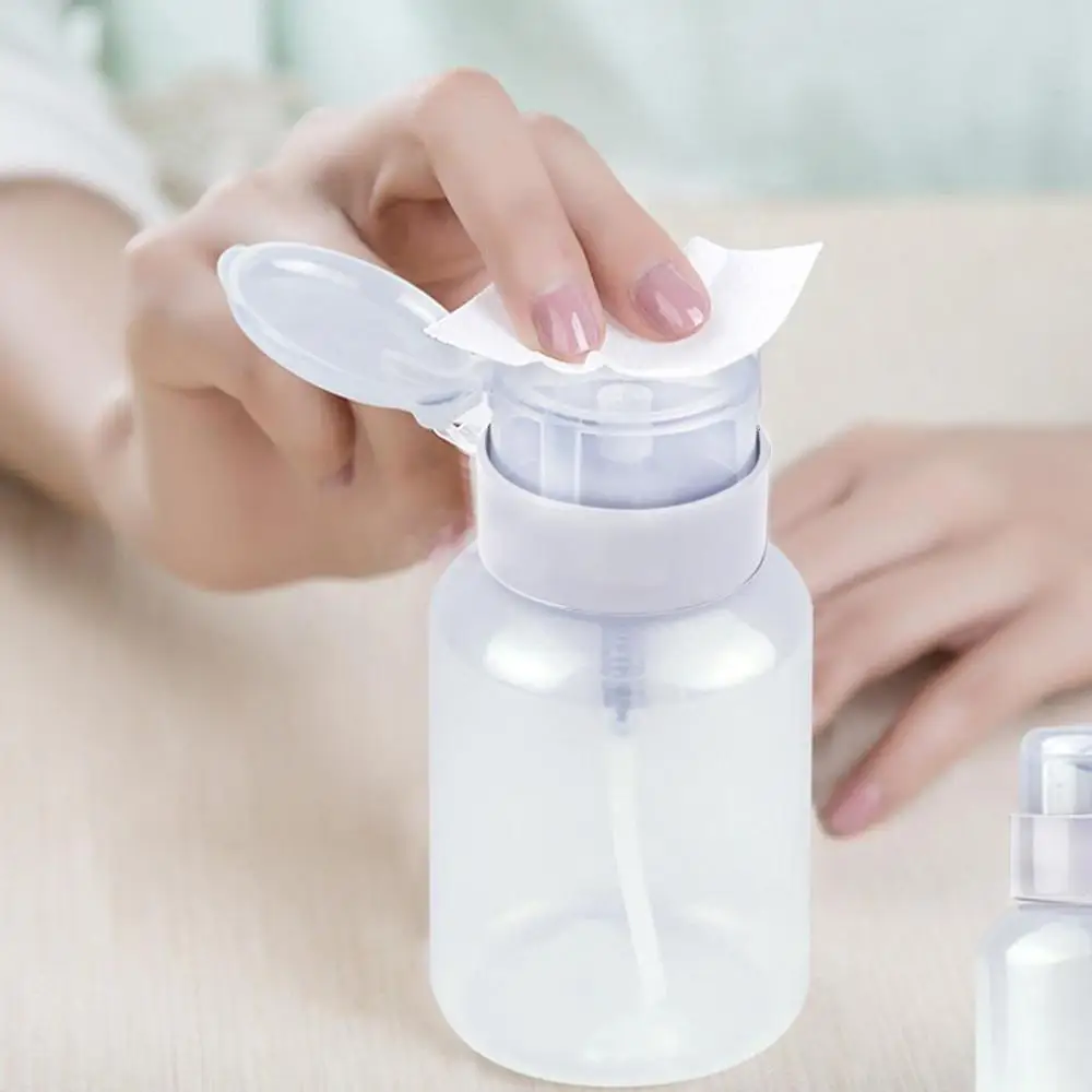 

Hot Sales 120ml Push Down Empty Pump Dispenser For Nail Polish Remover Alcohol Clear Bottle