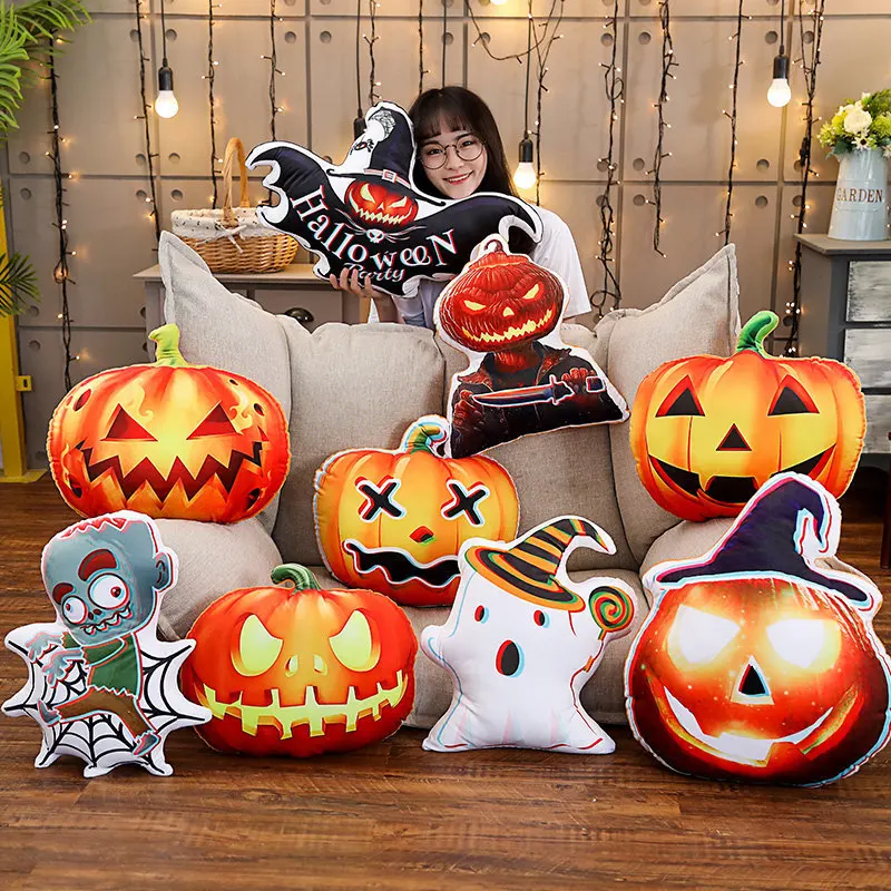 

2019 New Halloween Pumpkin Bat Zombie Cushion Printed Throw Pillow Insert Cusions for Sofa Gift Home Hotel Decoration