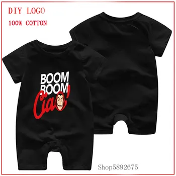 

New animation Adventure Timela fashion with logo print casa de papel all cottons and comfortable clothes new born baby rompers