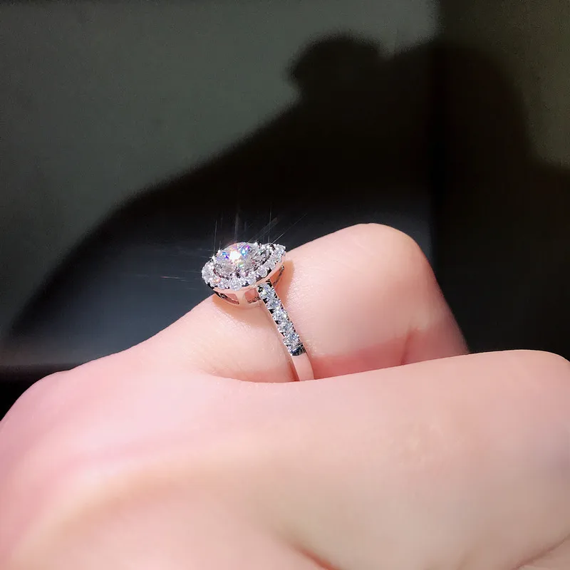 Роскошное блестящее серебряное кольцо с большим камнем и цирконием для женщин, обручальное блестящее кольцо, вечерние ювелирные изделия, модные женские кольца