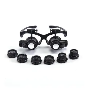 

Portable Led Double Eye Glasses Abs + Acrylic Durable Retractable Watch Repair Tool Loupe Magnifier Measurement