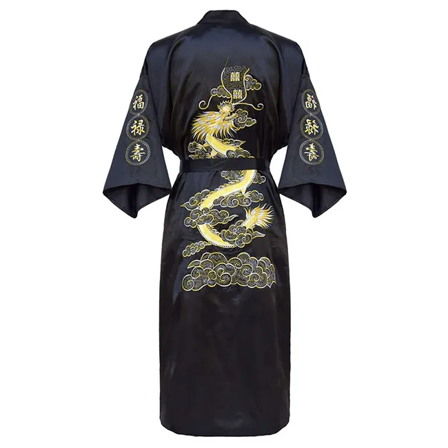 puls size robe Chinese men Embroidery Dragon Robe Traditional Male Sleepwear Loose Nightwear Kimono Bathrobe Gown Home Clothing mens pjs sale