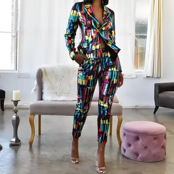 

Colorful Women Pant Suits Blazer Jacket Pencil Pant 2 Piece Set OL Work Office business suits combinaison femme