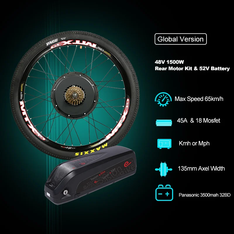 Батарея для электровелосипеда 52v12.8ah с 48 в 1500 Вт комплект переоборудования