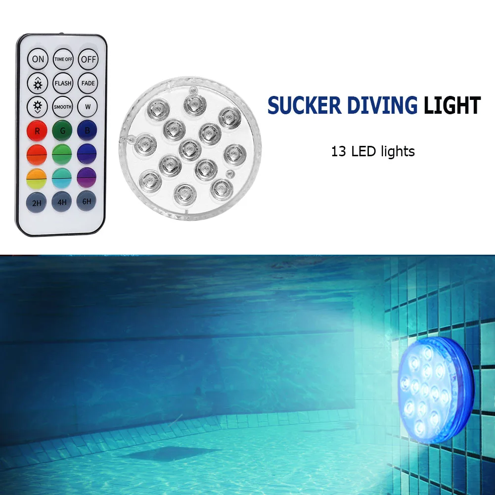 13 LED Light With Suction Cup Swimming Submersible Portable