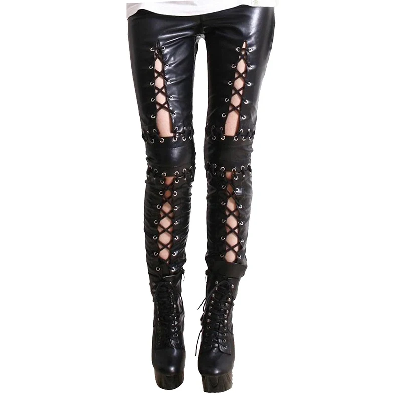 Модные колготки в стиле панк для ночного клуба на шнуровке Стрейчевые