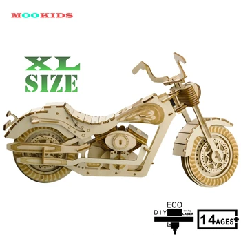 

Factory direct color box DIY hand-assembled toy three-dimensional wooden puzzle model motorcycle wood toys for children
