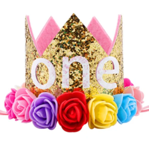1st Birthday Cute Newborn Baby Girl Crown Headdress Party Flowers Princess Headband Gift Accessories | Мать и ребенок