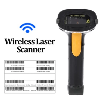 

Wireless Laser Bar Code Scanner Handheld 1D Wirelress Barcode Scanner with 433M Receiver Commodity Phone Payment QR Code Reader