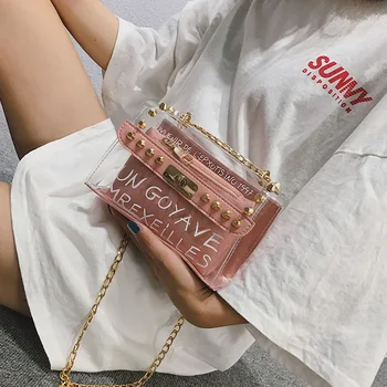 

Crossbody Clear Bags 2020 New Women coin purse Fashion Transparent Shoulder white boho korean style women Mini Small Square Bag