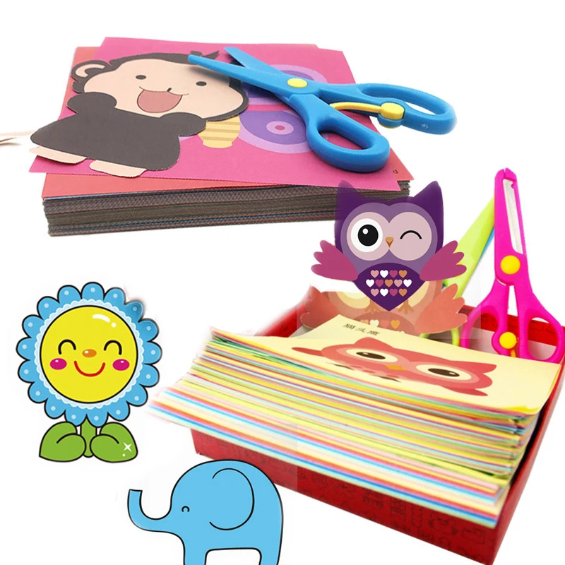 48pcs/set Handmade Paper Cut Book Craft Paper Children DIY Handmade Book Scrapbooking Paper Toys for Kids Learning Toys