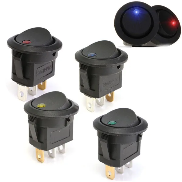 5Pcs 12V Round Rocker Toggle ON /OFF Switch 3 Pins