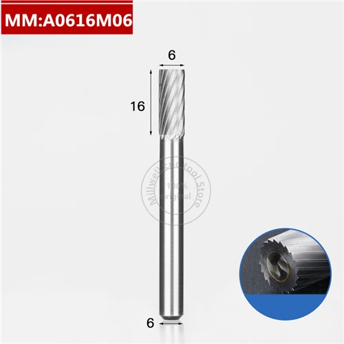 1PC- твердая карбидная Вольфрамовая сталь фреза, 6 мм хвостовик типа А металлическая электрическая шлифовальная головка, Полировальный Инструмент - Длина режущей кромки: A0616M06