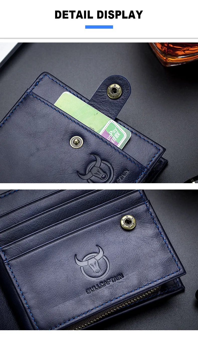 BULL капитан бренд RFID натуральная кожа Hasp Карманный Кошелек для мужчин визитница на молнии монета сумка для мужчин Бизнес Повседневный Кошелек