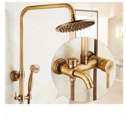 4003N Vidric Classic Luxury Rainfall Shower Set Antique Bronze Bath Faucets with Shower Head Hand Shower Copper Wall Mounted Mixer Tap - Цвет: 4003N