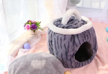 

Creative handbag nest gray leopard pet nest closed cat and dog supplies four seasons removable and washable kennel