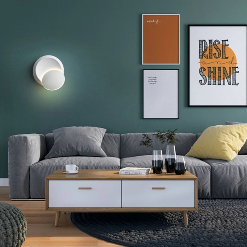 LED Wall Lamp 360 Degree Rotation Adjustable Bedside Lights White Black Creative Wall Lamp Modern Aisle Round Lamp Decora Lights 8