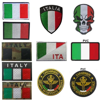 

Italy Flag Embroidered Patches Army Military Tactical Patches Emblem Appliques Italian Flag PVC Rubber Embroidery Badges