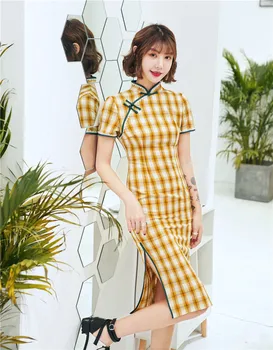 

Spring and summer new lace cotton and linen medium long small fresh girl improved dress