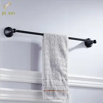 

Black bathroom Wall Mounted Single Towel Bar Towel Holder Hooks Restroom Towel Rack Bathroom Accessories Hardware Fitting