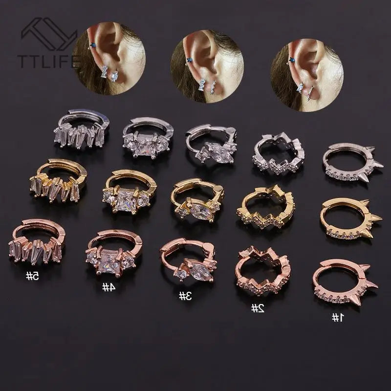 Серьги клипсы TTLIFE круглые для пирсинга Креативные украшения прокола хряща Луны