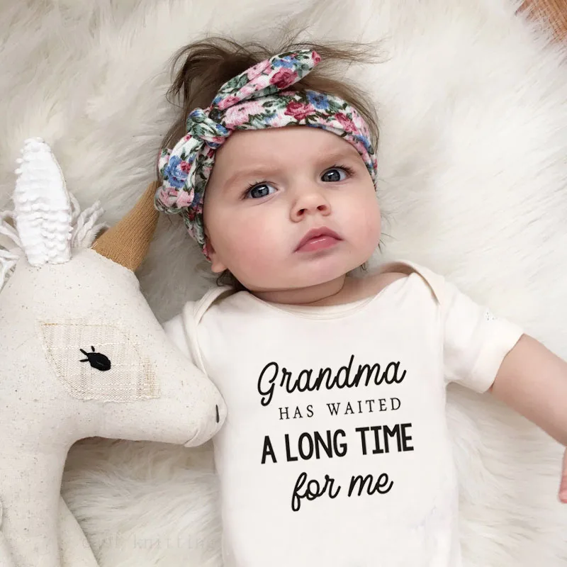 Grandma Waited A Long Time for Me Baby Girls Boys Jumpsuit Newborn Cotton Bodysuits Summer Kids Cute Clothes 0-24Months 2