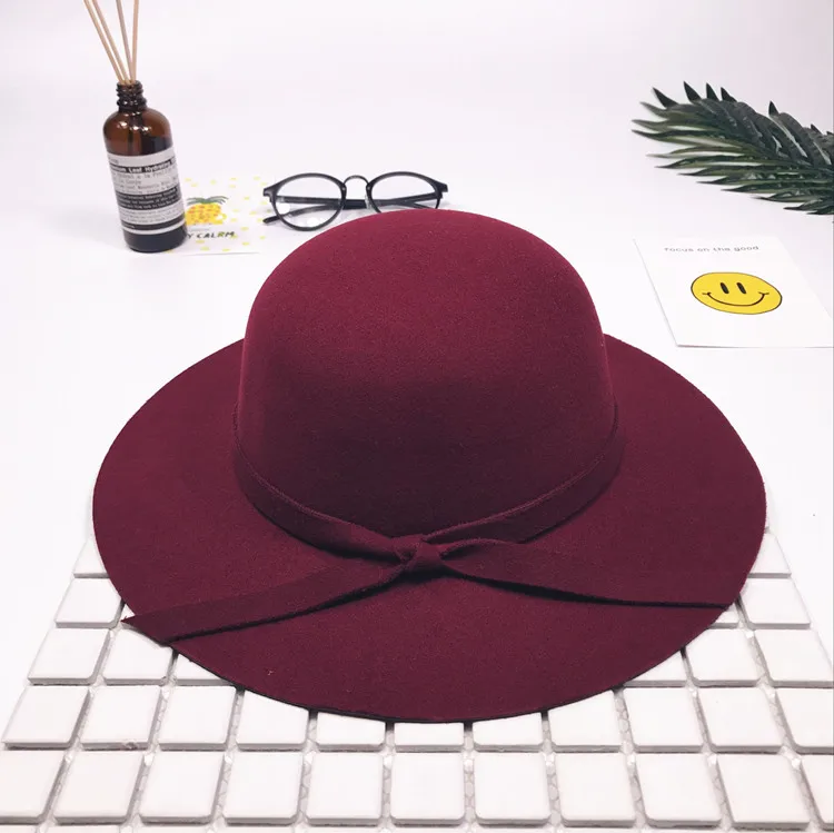 Girls Kids Bowknot Sun Hat Bowler Sun Caps Bonnet Photography Props Cap - Цвет: Wine Red