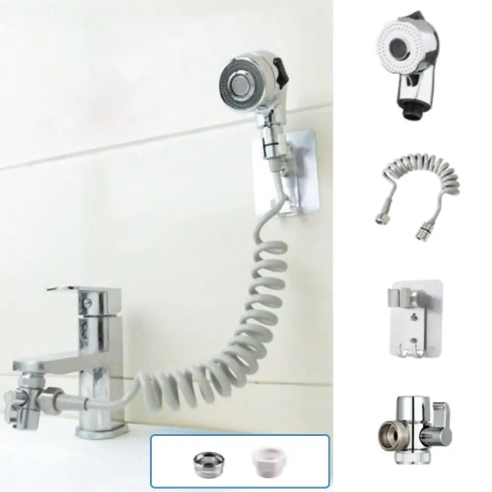 

Long flexible hose Bathroom Faucet External Shower Hand-held Telescopic Small Nozzle Set Shampoo Head Set