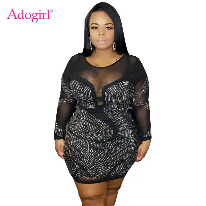 plus size sheer mesh dress