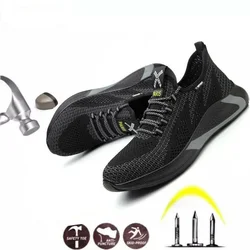 Chaussures de sécurité avec embout en acier pour homme, baskets de travail légères et indestructibles, Anti perforation 