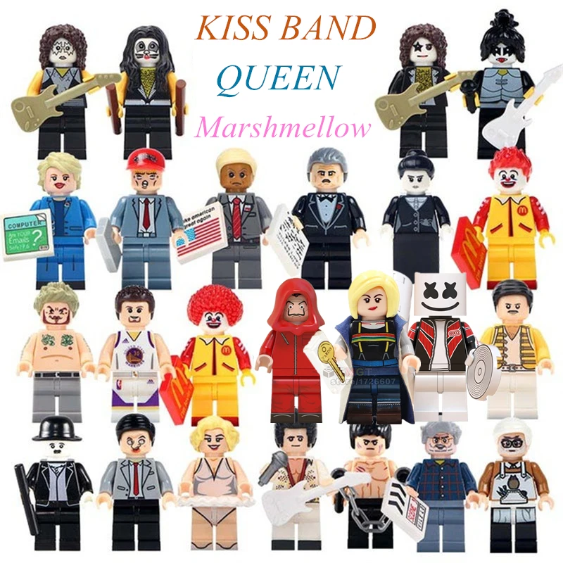 

Doctor Who MG0184 World Famous Singer Queen Freddie Mercury Marshmellow KISS Band Paul Stanley Building Blocks toys for Children