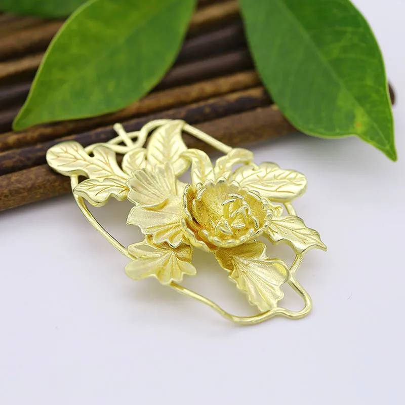 Raw brass Unplated 10 шт. латунный литой 3D лист, цветок лотоса амулеты кулон высокое качество Золото Серебро Цвет DIY брошь ювелирные изделия ремесла аксессуары - Цвет: Raw brass Unplated