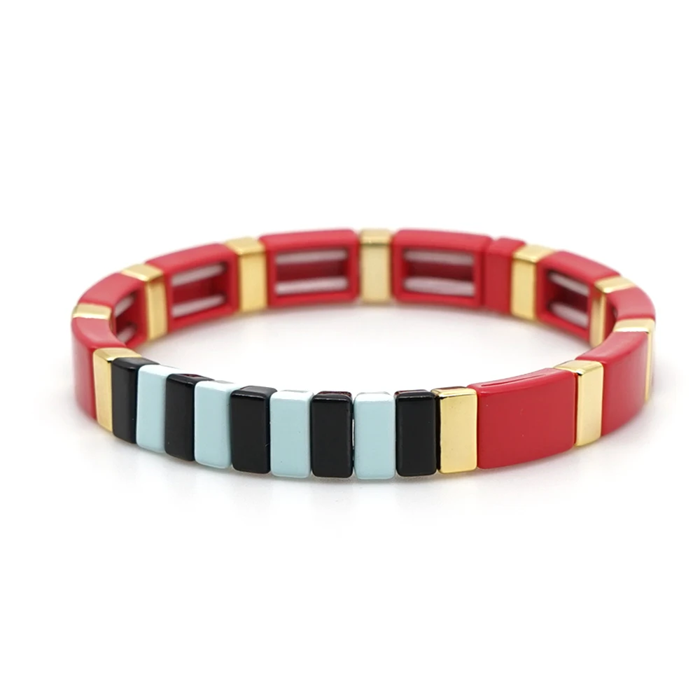 Shinus эмаль плитка браслет эластичные браслеты для женщин богемные Pulseras друзья ювелирные изделия модный браслет индивидуальный