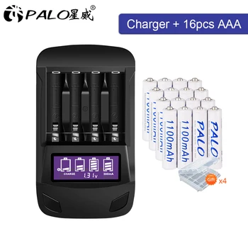 

PALO Original AAA battery rechargeable 4-16pcs AAA rechargeable batteries 1.2V nimh+LCD USB smart AA AAA battery charger