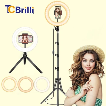 

Vedio Light LED Selfie Ring Light with Stand Dimmable Photography Ring Lamp with Tripods for Makeup Fill Lighting YouTube Live