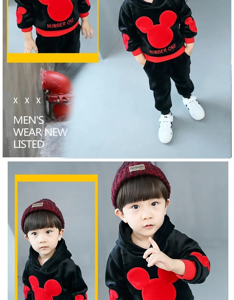 Kids Tracksuit Boys Casual Clothes Set Costume Mickey mouse Sport Suit for Girl Teen Long Sleeve Sweatshirt Hoodies Pant