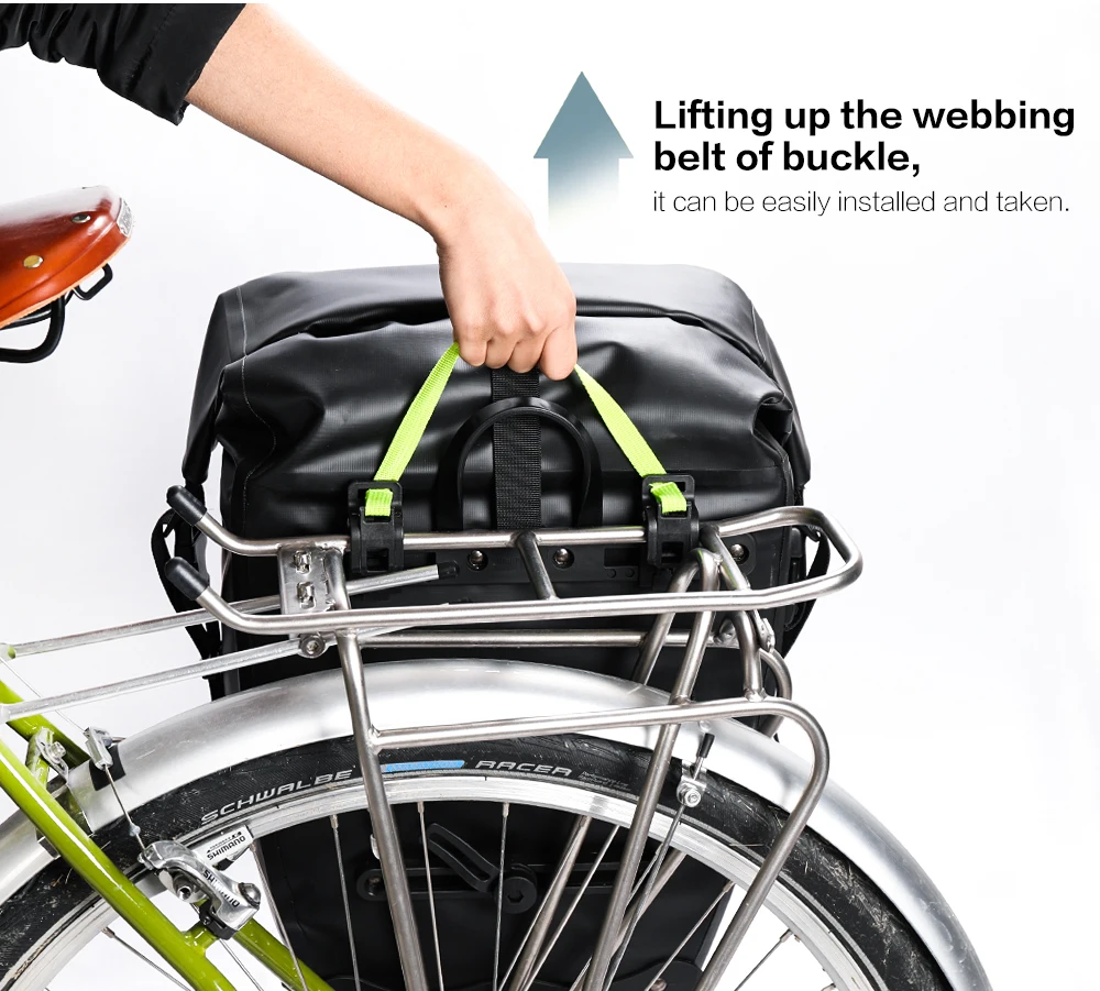 Best RHINOWALK Waterproof Bike Bag 27L Travel Cycling Bag Basket Bicycle Rear Rack Tail Seat Trunk Bags bicycle bags & panniers 8