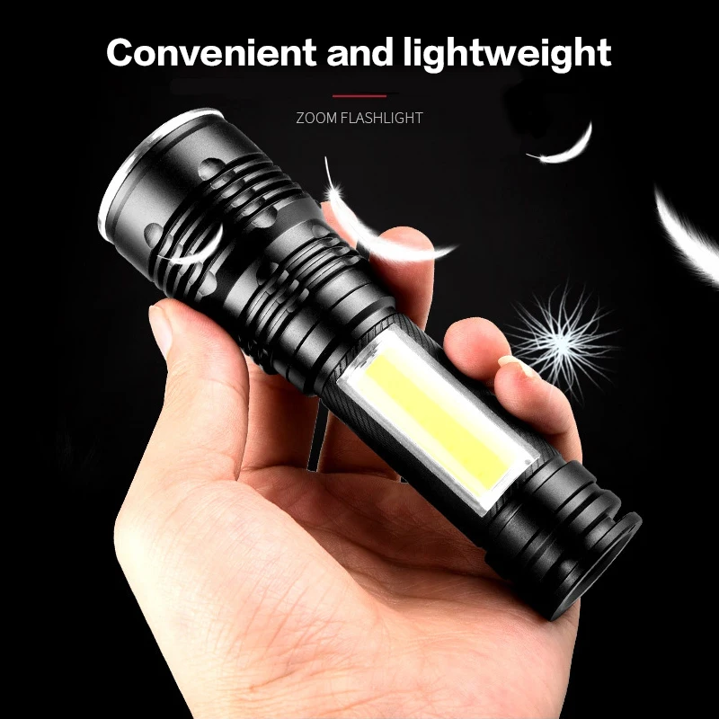 BRELONG Super Bright LED Flashlight, Waterproof Small Torch With Side Lights, 4 Lighting Modes, for Hiking, Camping Night Riding