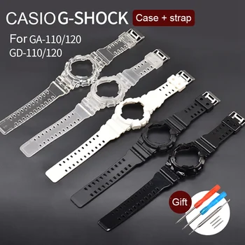 

Watch Band Frame Set TPU Wristwatch Strap Case Screwdriver Spring Bar Kit Replacement Accessories For Casio GA-100/110/120