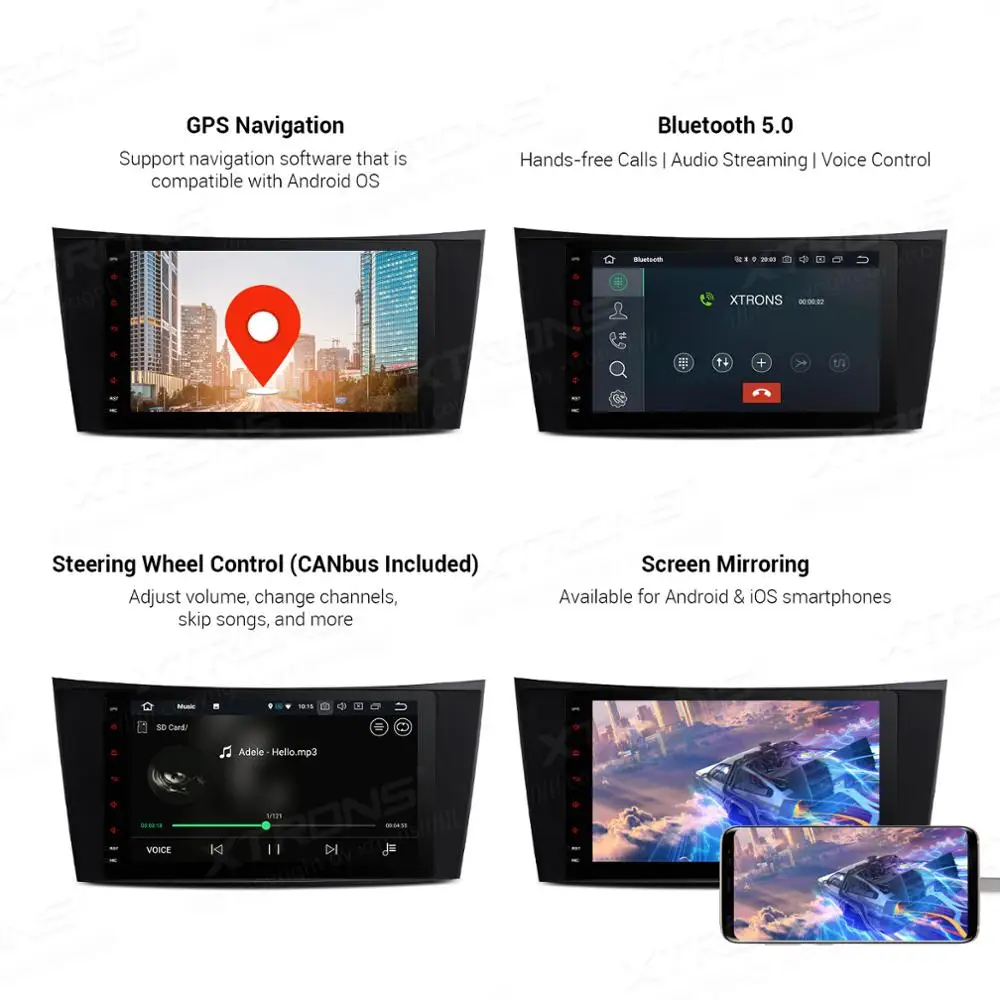 XTRONS 8 ''Android 9,0 PX5 автомобильный Радио плеер gps для Mercedes Benz E Class W211 E200 E220 E240 E270 E280 2002-2008 W219 без DVD