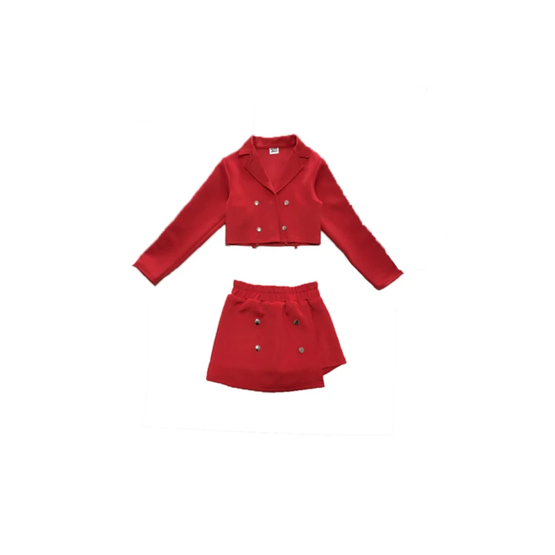 2 pcs set Костюмы для джазовых танцев для девочек; детский красный костюм; комплект из двух предметов; одежда в стиле хип-хоп; Комплект для уличных танцев; одежда для выступлений в стиле хип-хоп; DL4639 - Цвет: 2 pcs set