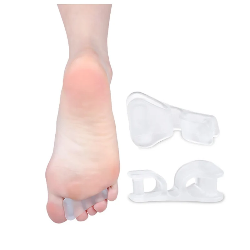 2pcs = 1 par de gel de silicone alisador de dois furos do dedo do pé separador de dedos protetor joanete ajustador hallux valgus cuidados com os pés pedicure