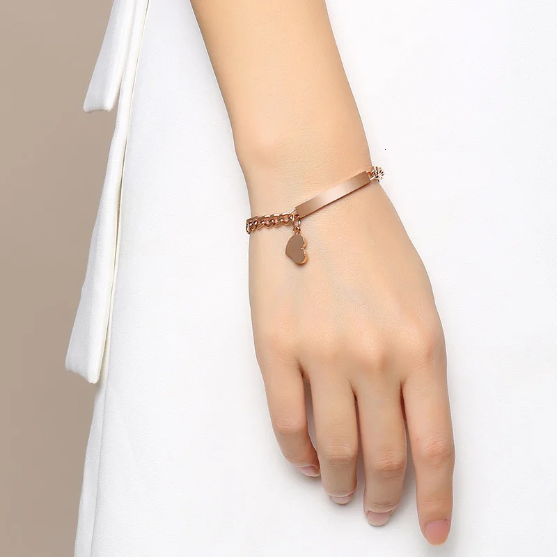 Женский браслет с подвеской в виде сердца, браслет с индивидуальным именем и координатой IDTAG из нержавеющей стали, женский браслет на заказ