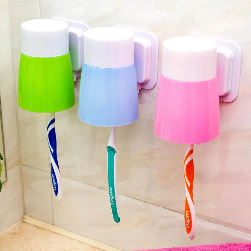 In-Adhesive Bayonet Toothbrush Holder Toothbrush Cup Water Draining Toothbrush Cup Wall Hangers Cups 100G